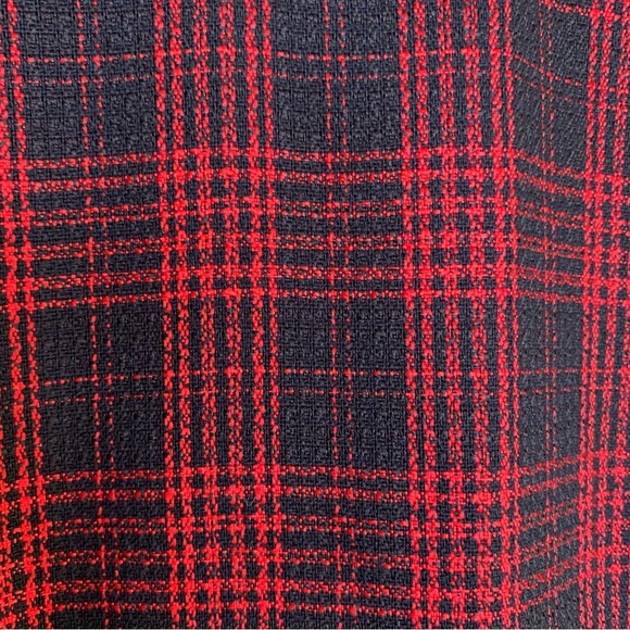 80s Vintage Black and Red Plaid Midi Dress Size Small - Picture 6 of 13